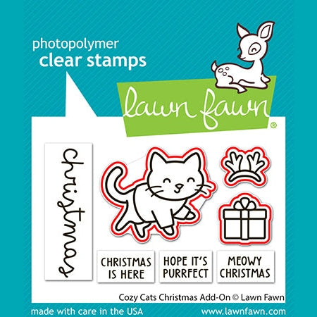 Lawn Fawn cozy cats christmas add-on lawn cuts