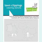 Lawn Fawn cozy cats christmas add-on coloring stencils
