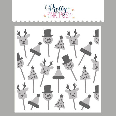 Pretty Pink Posh Layered Christmas Cake Pops Stencils (3 layer)