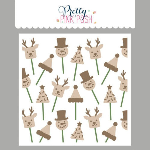 Pretty Pink Posh Layered Christmas Cake Pops Stencils (3 layer)