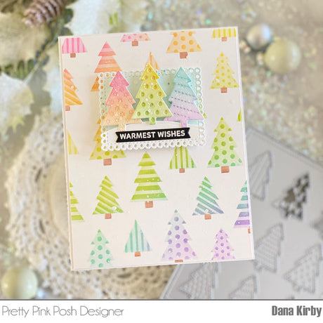 Pretty Pink Posh Layered Christmas Trees Stencil (3 layer)