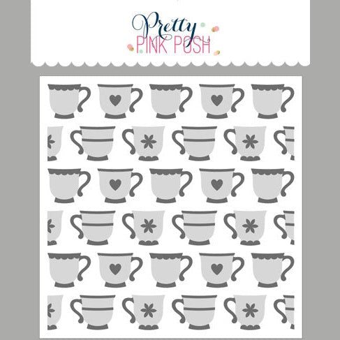 Pretty Pink Posh Layered Teacups Stencils (2pk)