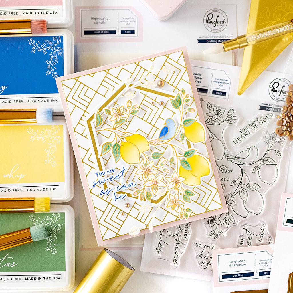 Pinkfresh Studio Heart of Gold Stamp, Die & Stencil Bundle