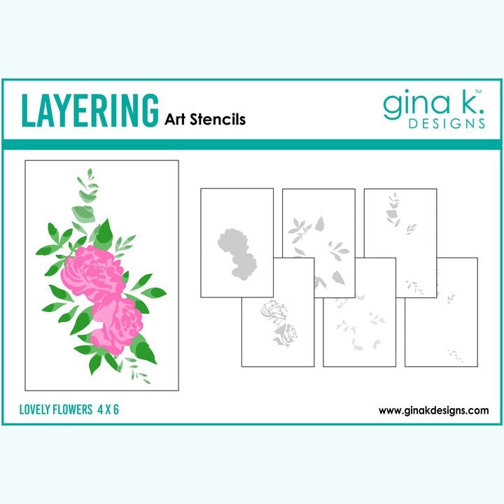 Gina K Designs Lovely Flowers Stamp & Die Set PLUS Stencil Bundle