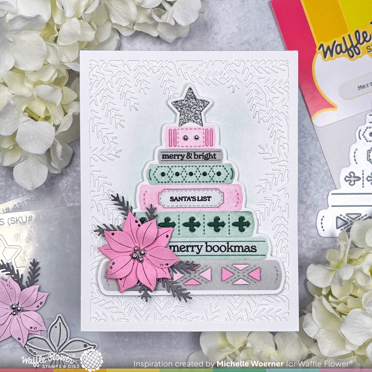 Waffle Flower Merry Bookmas Sentiments Stamp & Die-n-Stencil Bundle