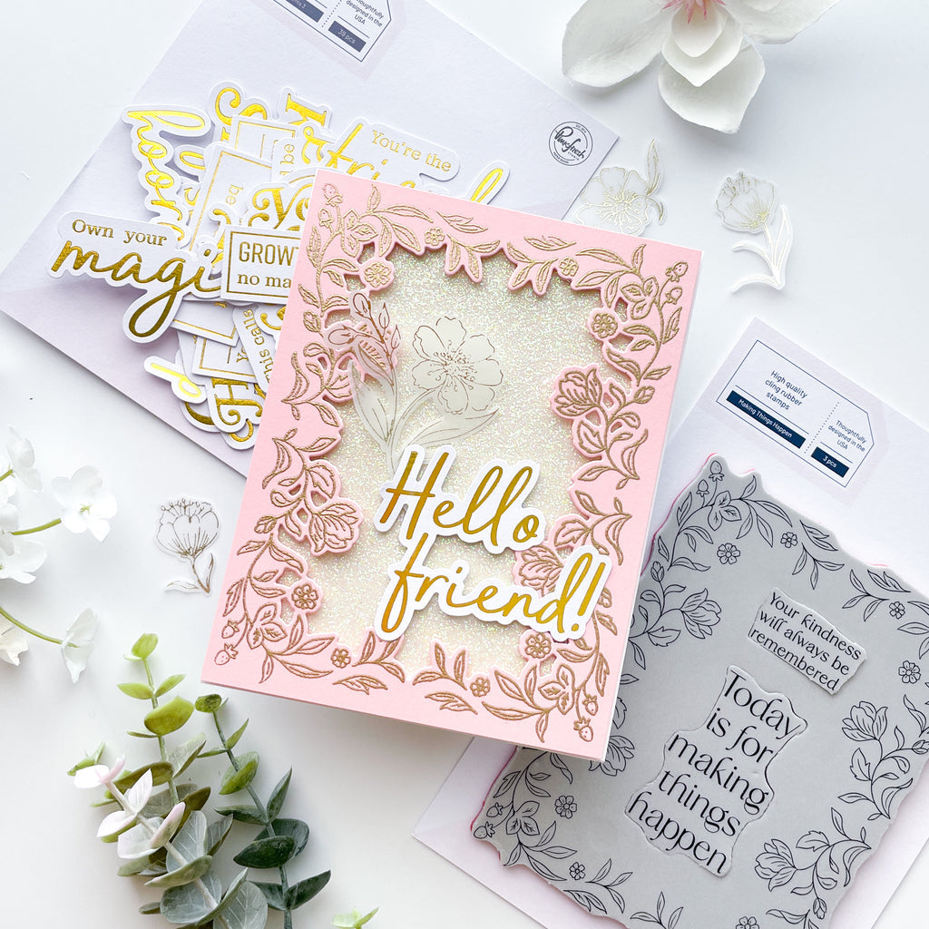 Pinkfresh Studio Making Things Happen Stamp, Die, Stencil & Press Plate Bundle