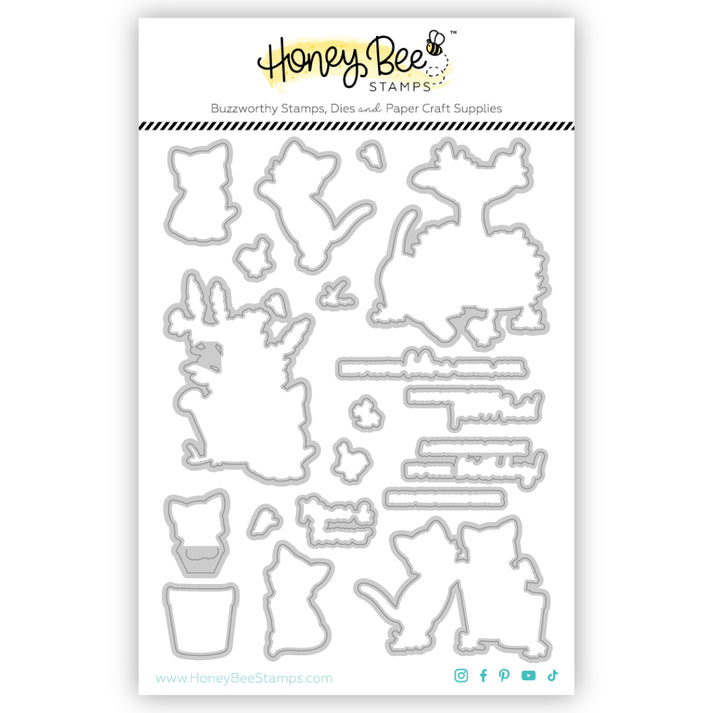 Honey Bee Stamps Meow & Furever 6"x 8" Clear Stamp Set & Coordinating Honey Cuts Bundle