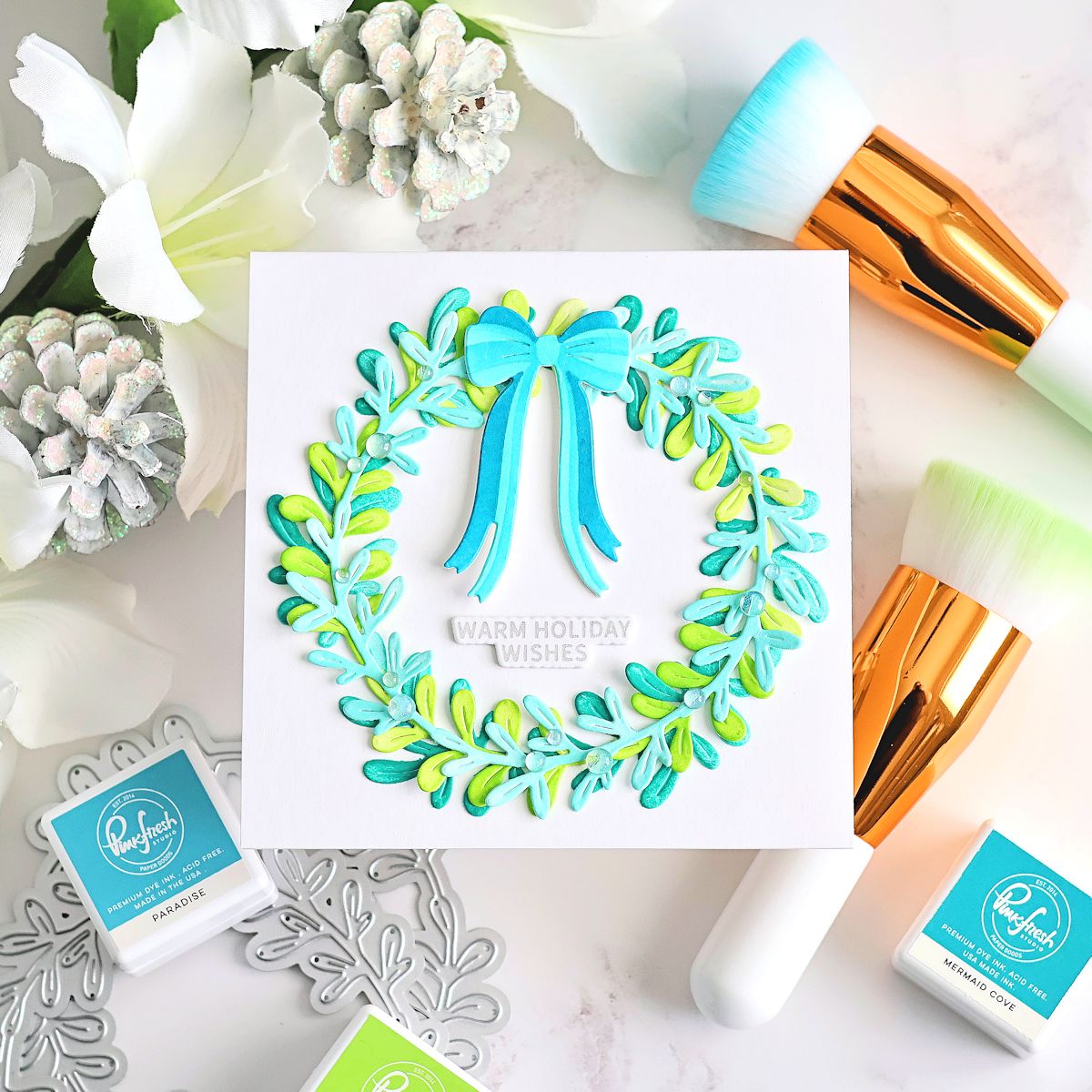 Pinkfresh Studio Tied with Cheer die & stencil bundle