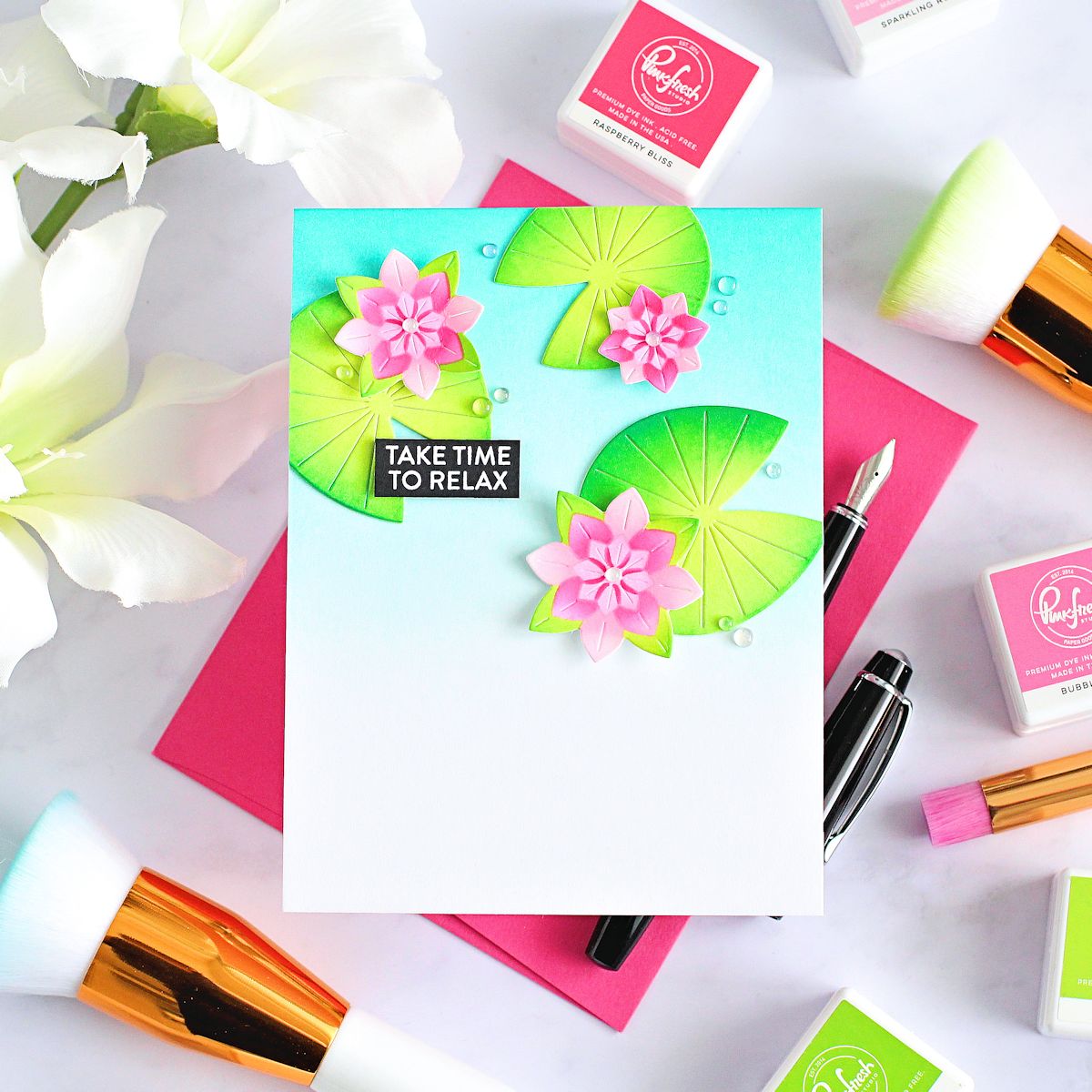 Pinkfresh Studio Tranquil Water Lilies stencil