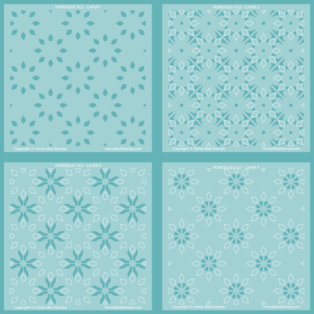 Honey Bee Stamps Moresque Tile Layering Stencil (Set Of 4)