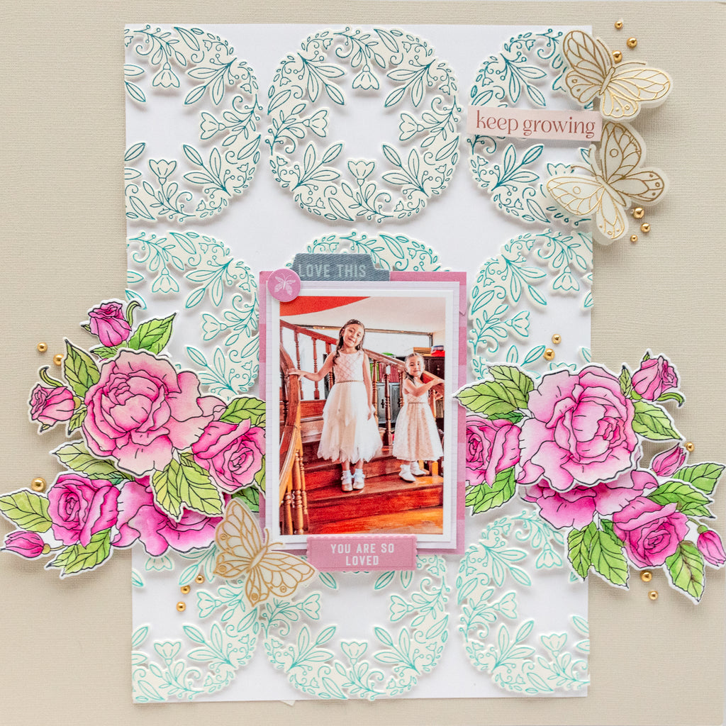 Pinkfresh Studio Beautiful Roses Press Plate & Die Set Bundle