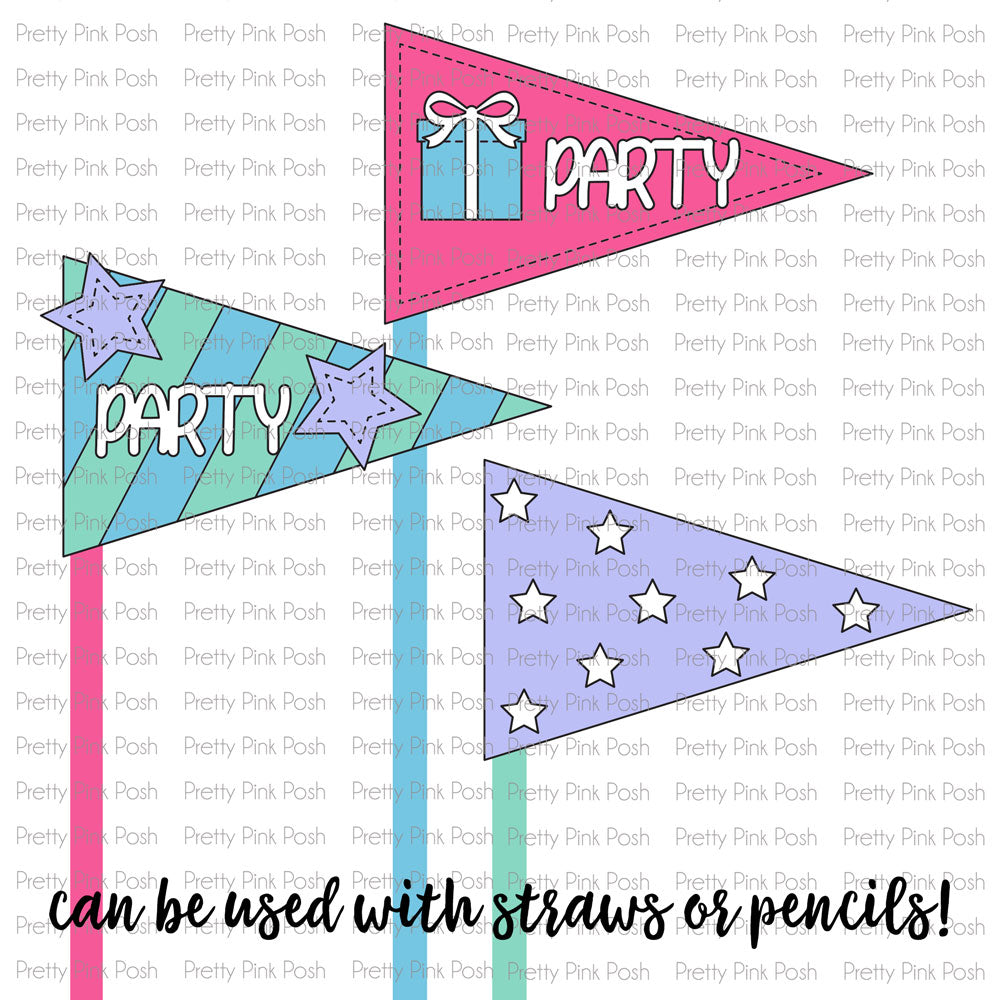 Pretty Pink Posh Party Flags Dies