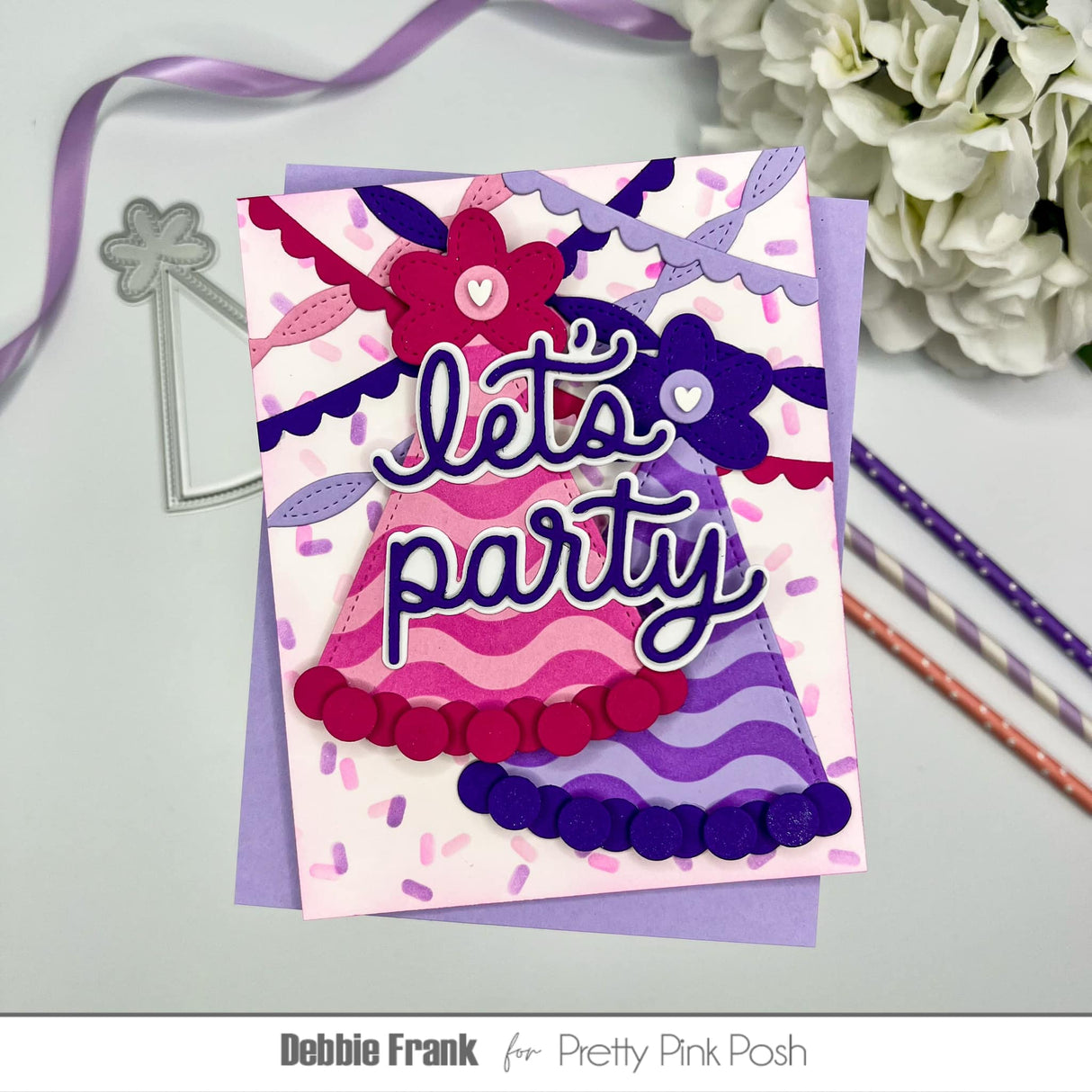 Pretty Pink Posh Party Hats Shaker Dies