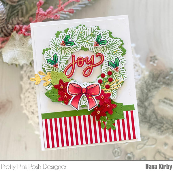 Pretty Pink Posh Pine Wreath Stamp & Die Bundle