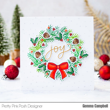 Pretty Pink Posh Pine Wreath Stamp & Die Bundle