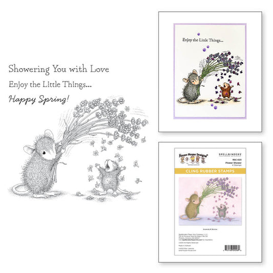 Spellbinders Flower Shower Cling Rubber Stamp Set - House-Mouse Spring has Sprung Collection