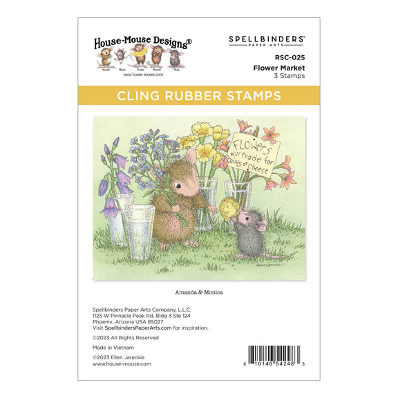 Spellbinders Flower Market Cling Rubber Stamp Set - House-Mouse Spring has Sprung Collection