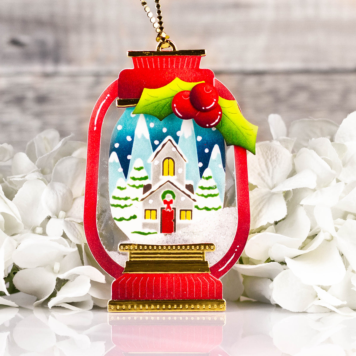 Pinkfresh Studio Lantern Landscapes: Snowy Cottage stencil