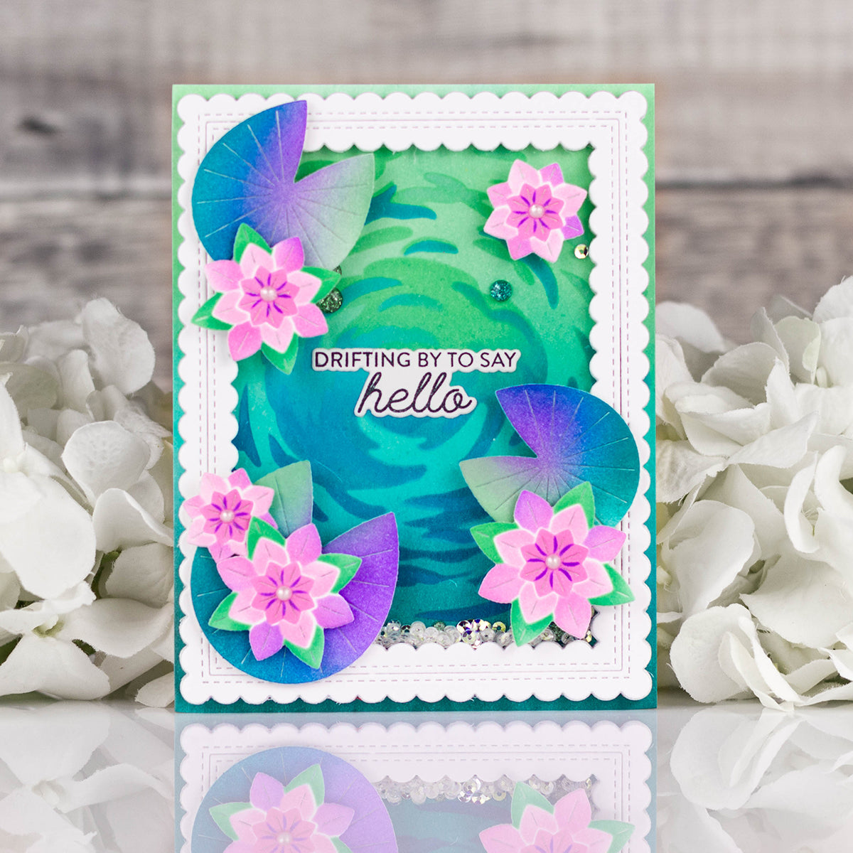 Pinkfresh Studio Tranquil Water Lilies stencil