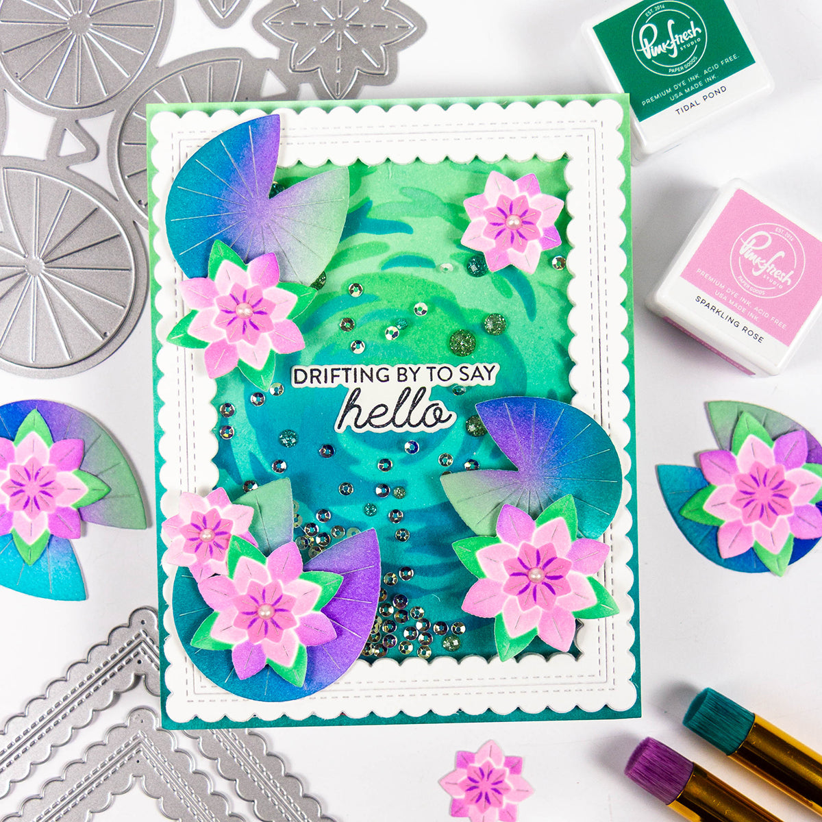 Pinkfresh Studio Tranquil Water Lilies stencil