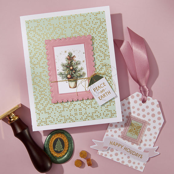 Spellbinders 2 Pack Frames Wax Seal Stamps & Dies Bundle from the Holiday Magic Collection