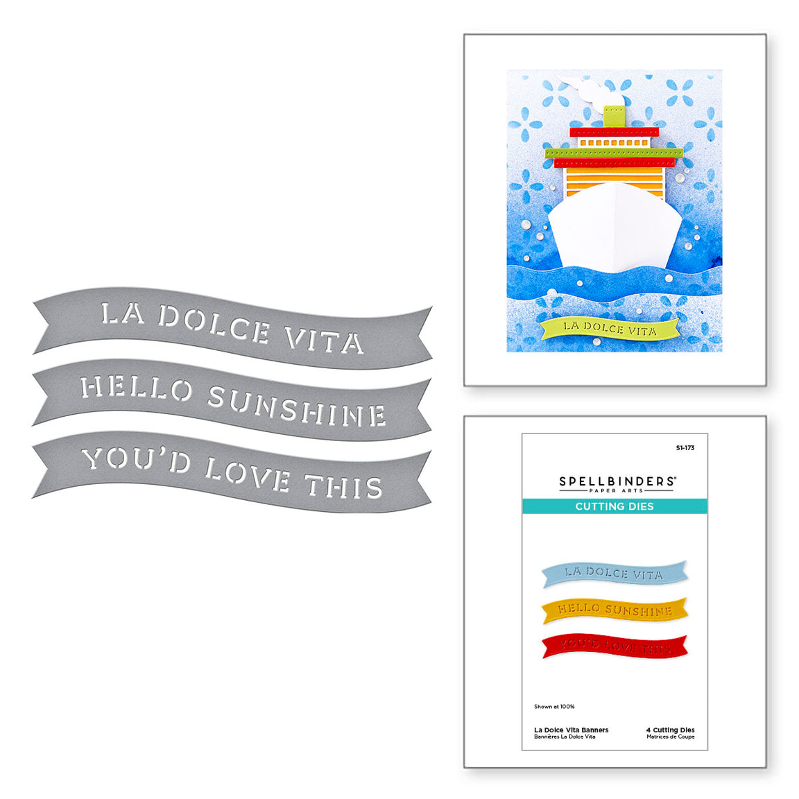 Spellbinders La Dolce Vita Banners Etched Dies from the La Dolce Vita Collection