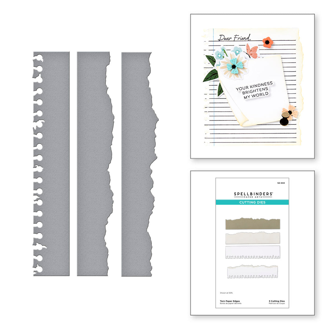 Spellbinders Torn Paper Edges Etched Dies from the Take Note Collection