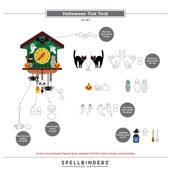 Spellbinders Halloween Tick Tock Etched Dies from the Cuckoo Cottage Collection