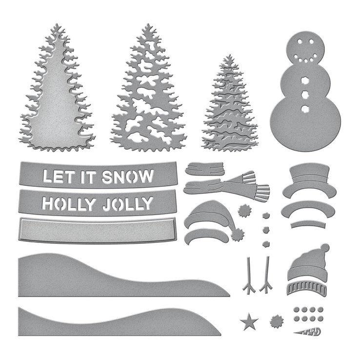 Spellbinders Snowman Scene Etched Dies - Simon's Snow Globes Collection - Simon Hurley