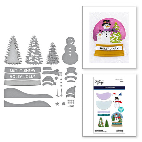 Spellbinders Snowman Scene Etched Dies - Simon's Snow Globes Collection - Simon Hurley