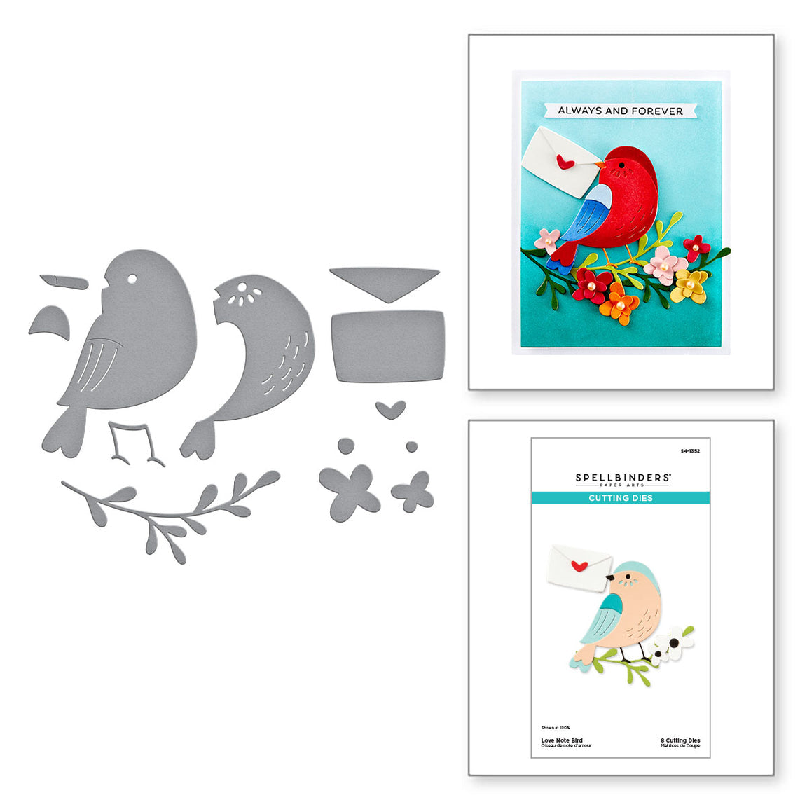 Spellbinders Love Note Bird Etched Dies - Out and About Collection