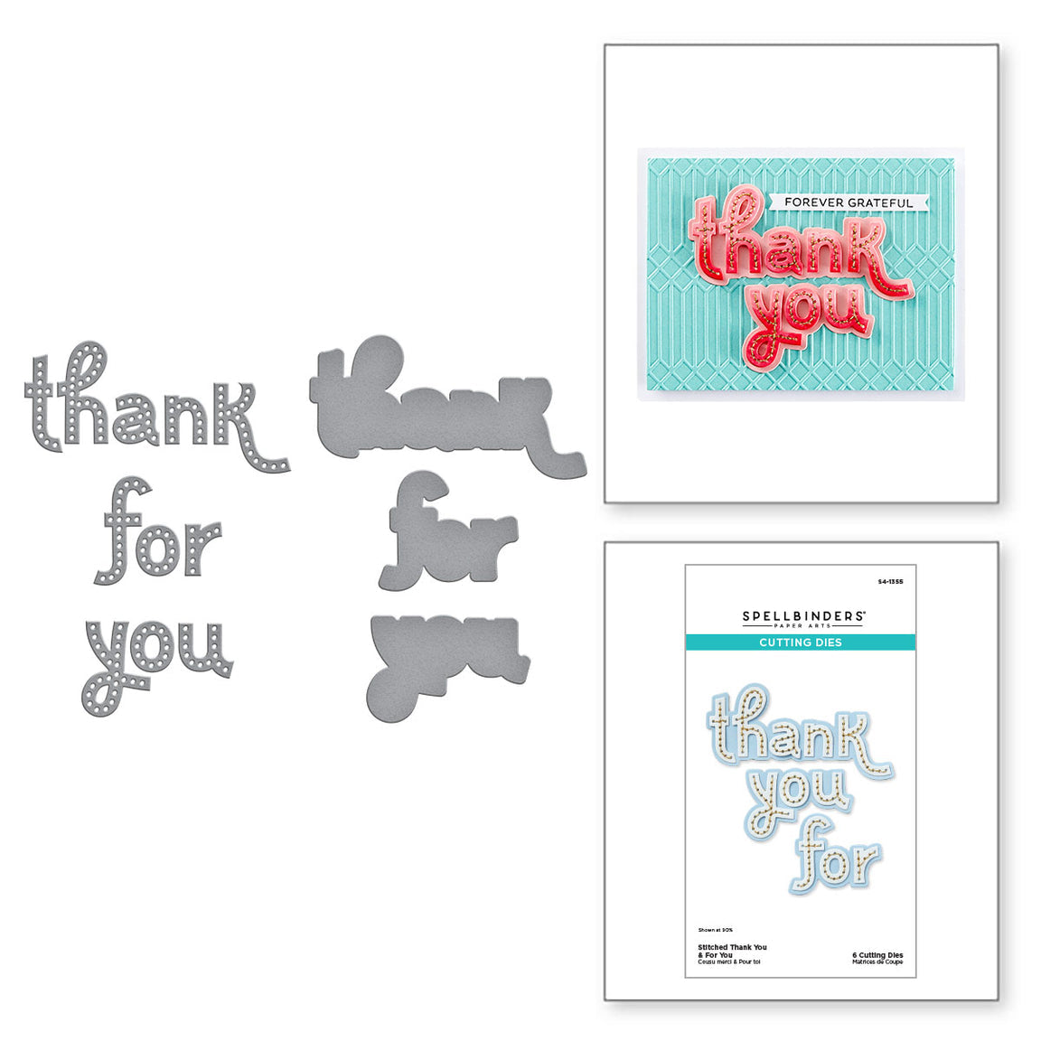 Spellbinders Stitched Thank You & For You Etched Dies - Out and About Collection