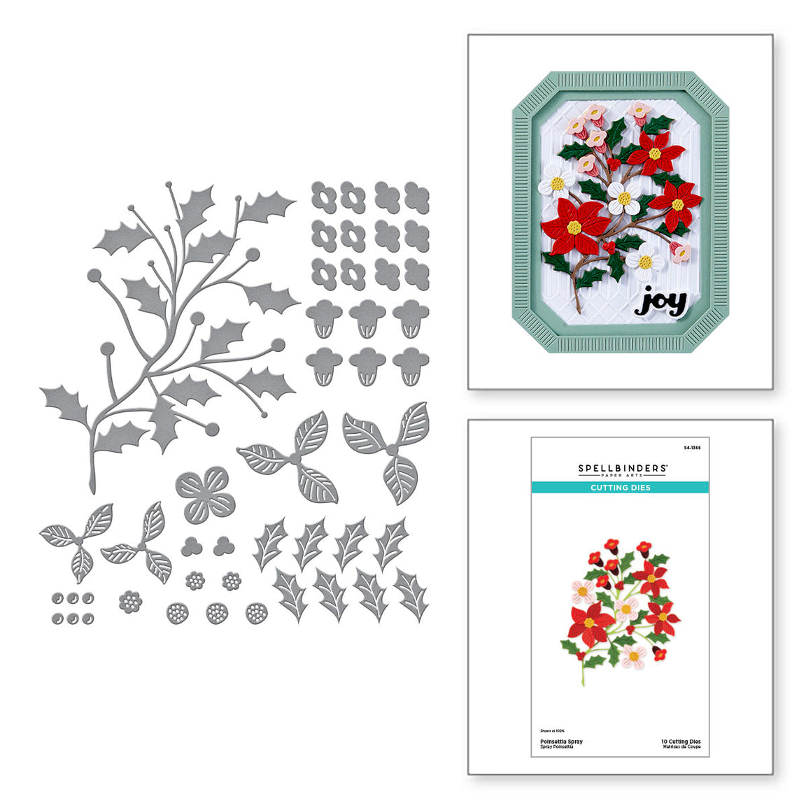 Spellbinders Poinsettia Spray Etched Dies - Home for the Holidays Collection