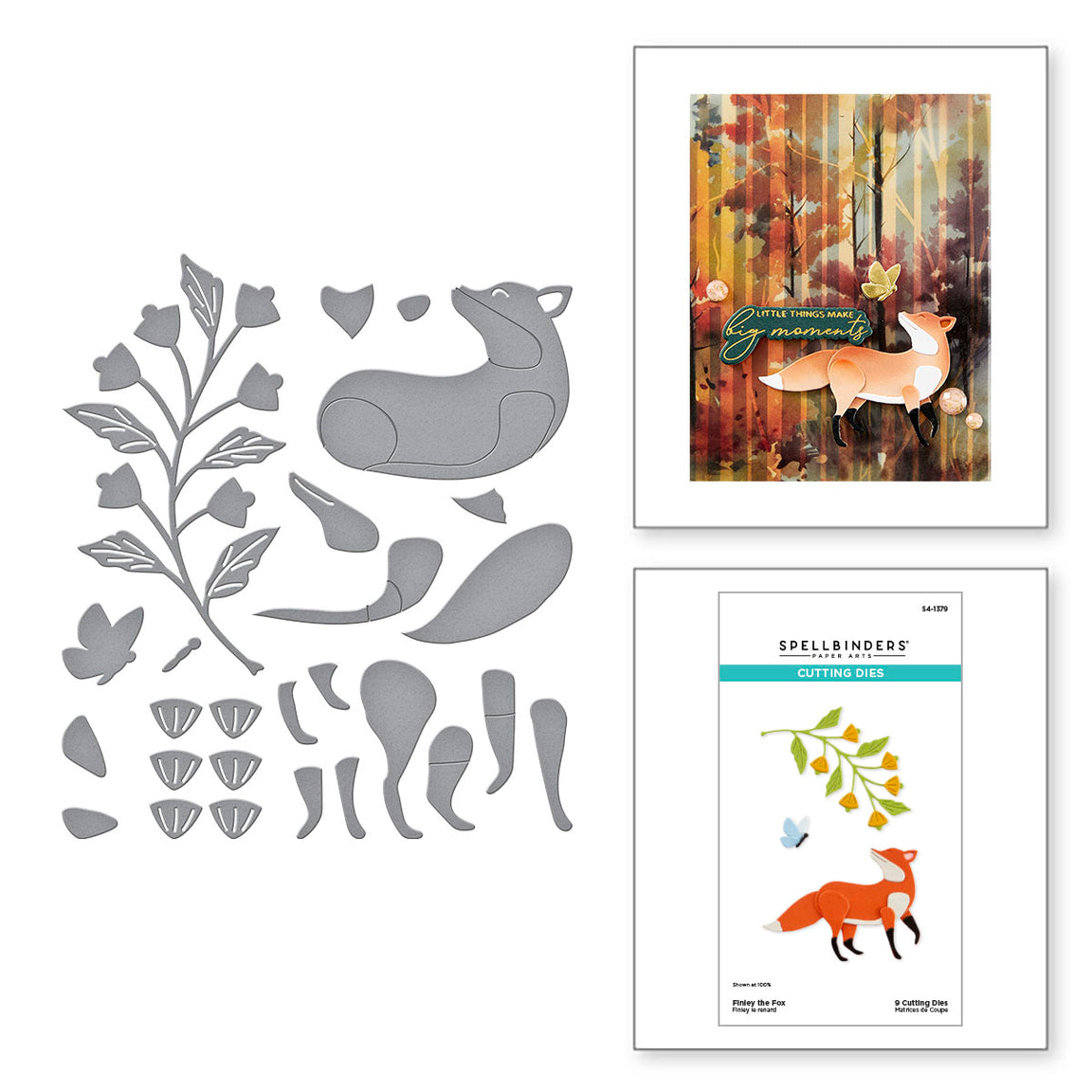 Spellbinders Finley the Fox Etched Dies - Woodland Tales Collection