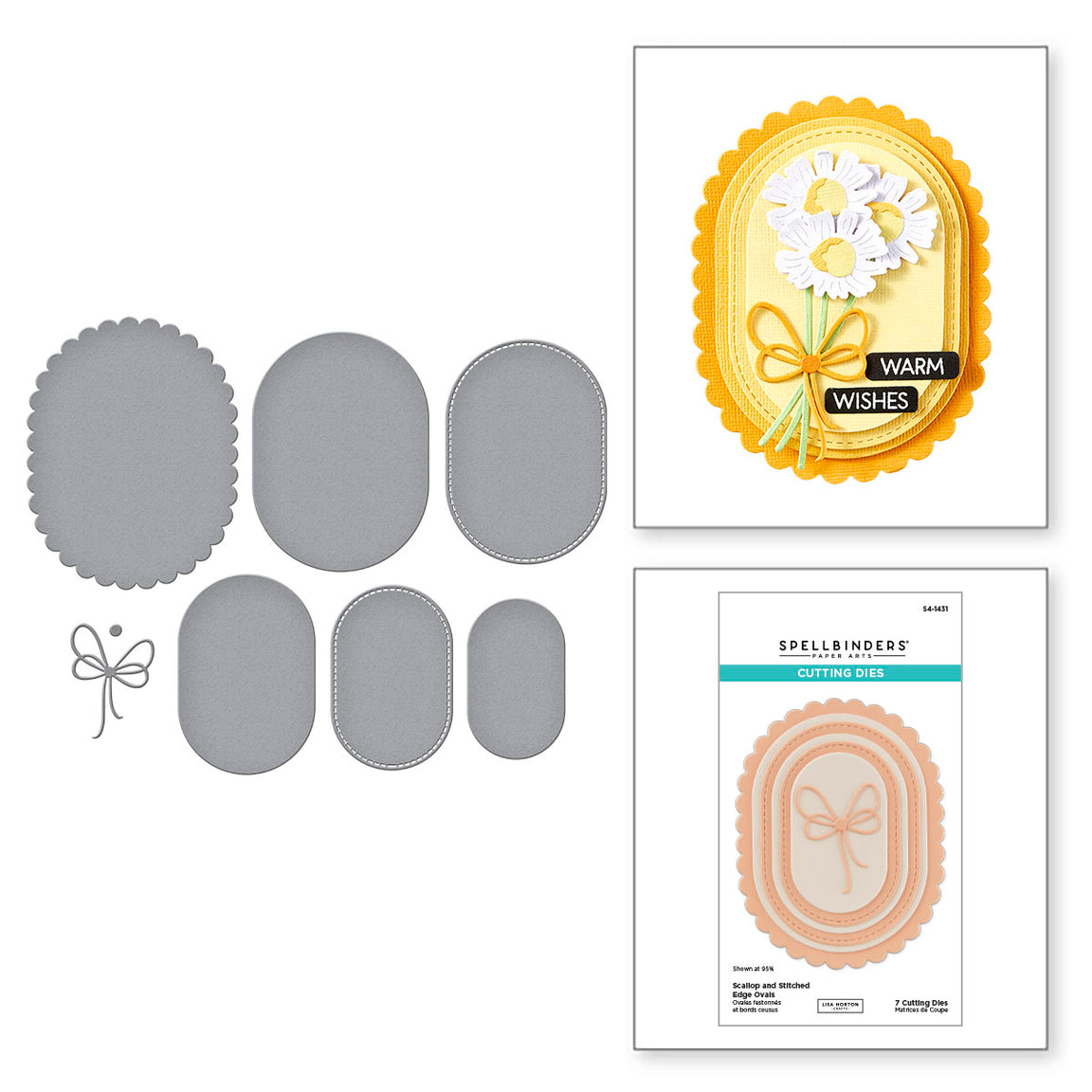 Spellbinders Scallop and Stitched Edge Ovals Etched Dies from the Wildflowers Collection by Lisa Horton