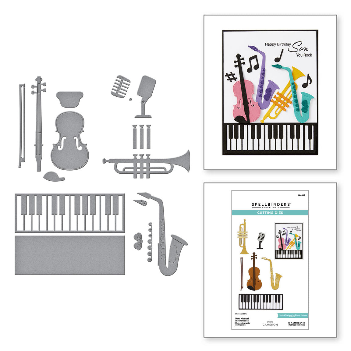 Spellbinders Mini Musical Instruments Etched Dies from the Bibi's Musical Notes Collection by Bibi Cameron