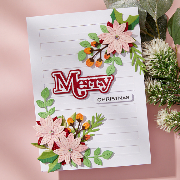 Spellbinders Merry Sentiments Clear Stamp & Die Set from the All About Christmas Collection by Lisa Horton