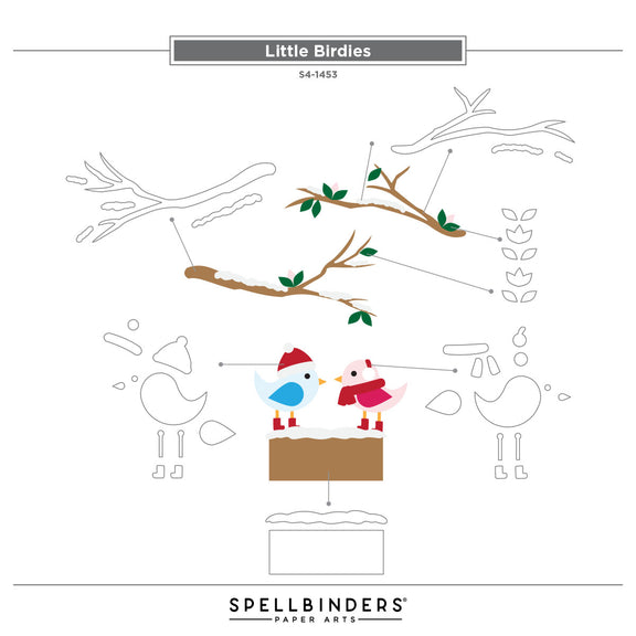 Spellbinders Little Birdies Etched Dies from the All About Christmas Collection by Lisa Horton