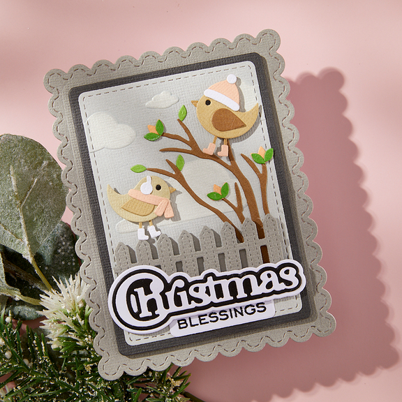 Spellbinders Bow & Bell Scallop Frame Etched Dies from the All About Christmas Collection by Lisa Horton