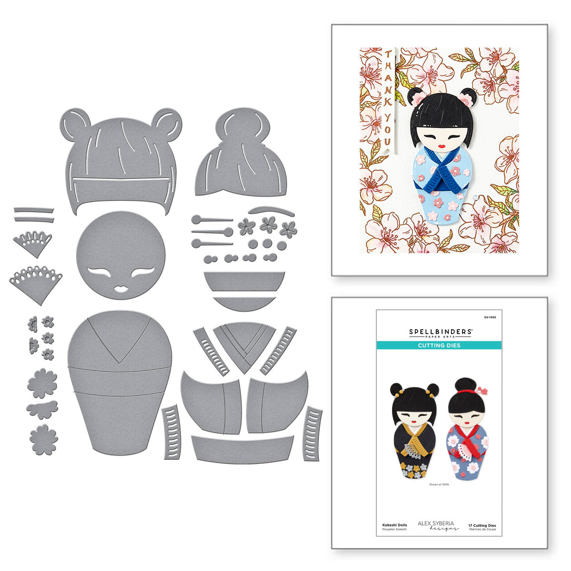 Spellbinders Kokeshi Dolls Etched Dies from the Spring in Kyoto Collection by Alex Syberia Designs