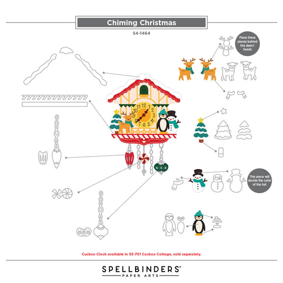 Spellbinders Chiming Christmas Etched Dies from the Cuckoo Cottage Collection