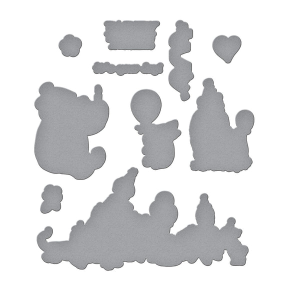 Spellbinders Woo Hoo! Clear Stamps & Dies Bundle from the Say Cheese Classic Pooh Birthday Collection by Simple Stories