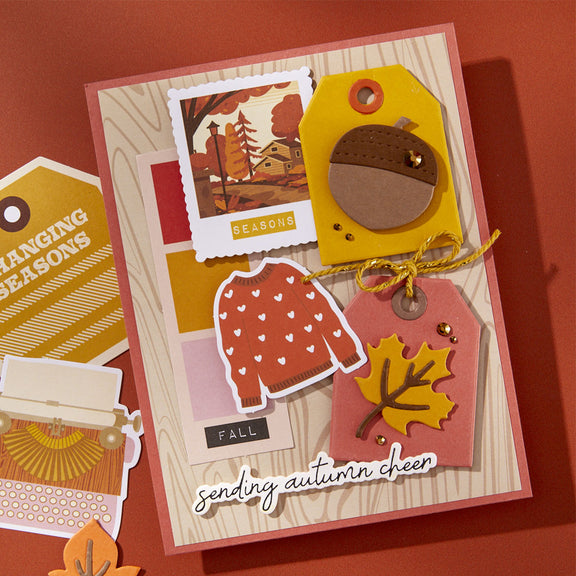 Spellbinders Autumn Sentiments BetterPress Plate & Die Set from the Autumn Archives Collection by Kelly Bangs