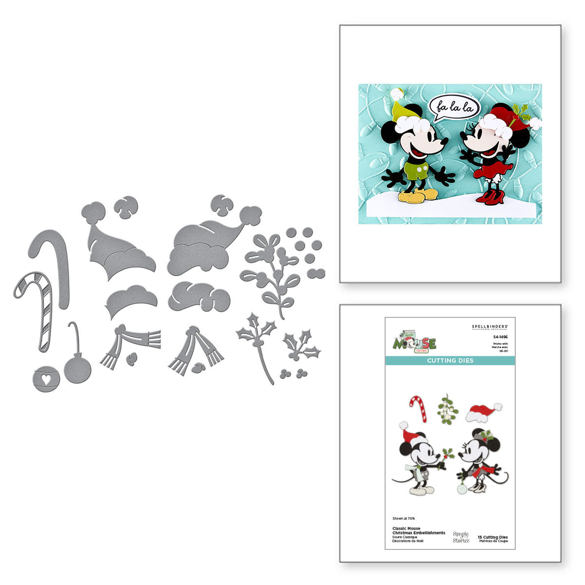 Spellbinders Classic Mouse Christmas Embellishments Etched Dies from the Say Cheese Classic Mouse Christmas Collection