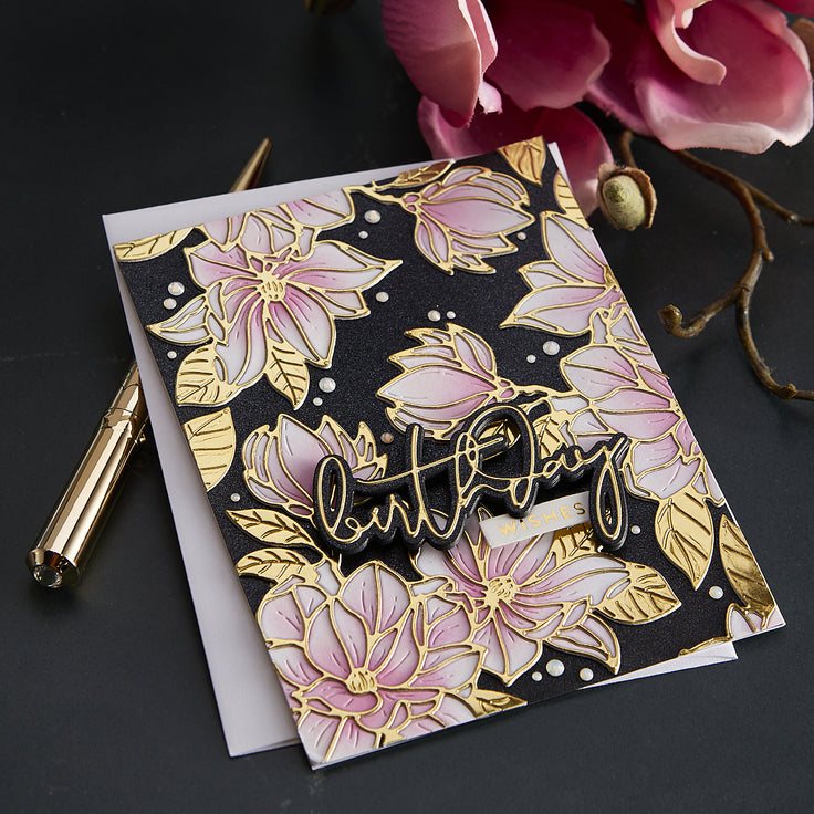 Spellbinders Yana's Layered Script Sentiments Etched Dies - Yana's Blooms Collection