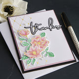 Spellbinders Yana's Layered Script Sentiments Etched Dies - Yana's Blooms Collection