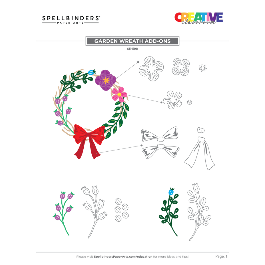Spellbinders Garden Wreath Add-Ons Etched Dies - Beautiful Wreaths Collection - Suzanne Hue