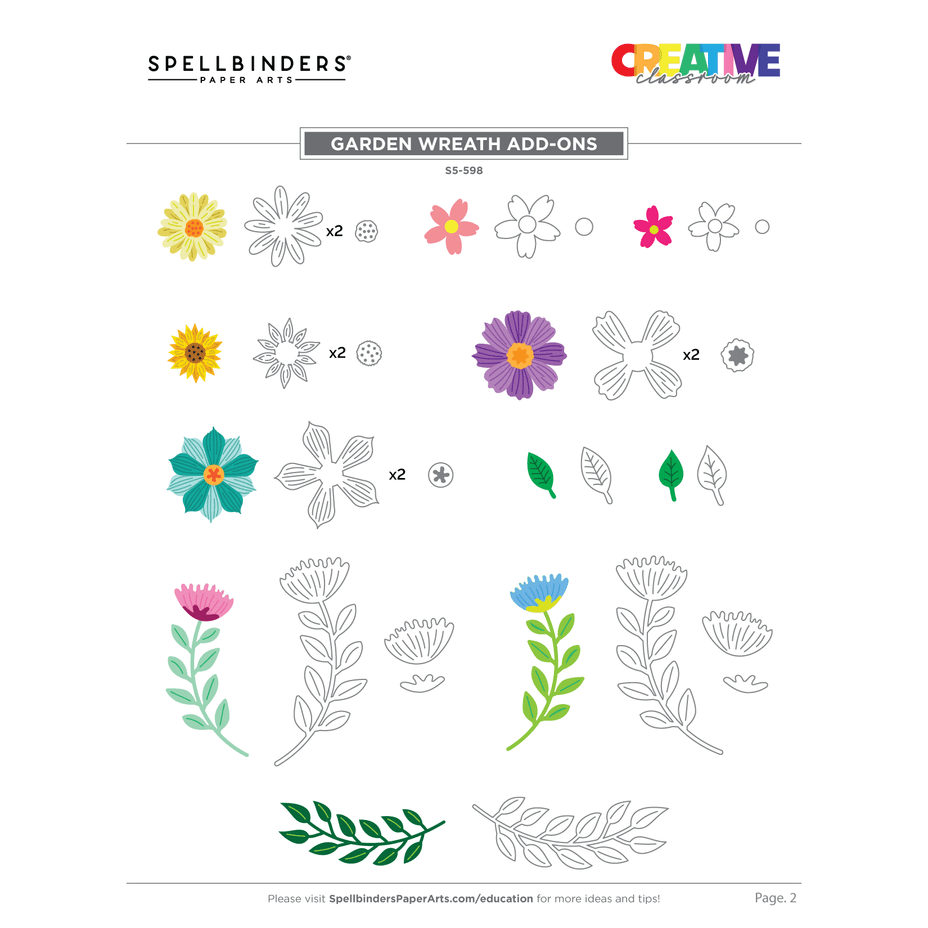 Spellbinders Garden Wreath Add-Ons Etched Dies - Beautiful Wreaths Collection - Suzanne Hue
