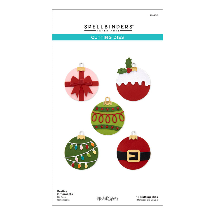 Spellbinders Festive Ornaments Etched Dies - Merry Mug & Circle Delights Collection - Nichol Spohr