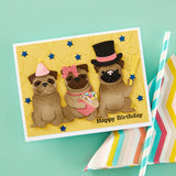 Spellbinders Party Puggles Etched Dies - Bibi's Cats and Pugs Collection